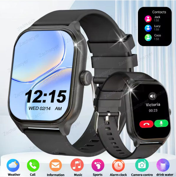 Velora X1 SmartFit Watch – 2.01" Wireless Calling Fitness Tracker with Heart Rate & Sleep Monitor (Full Black)