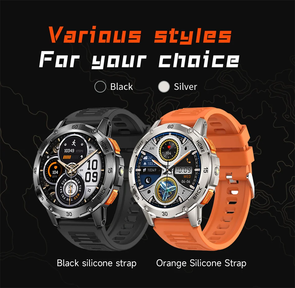 ChiBear YK10 Outdoor Smart Watch – LED Flashlight, 100+ Sports Modes, Compass & Bluetooth Calls