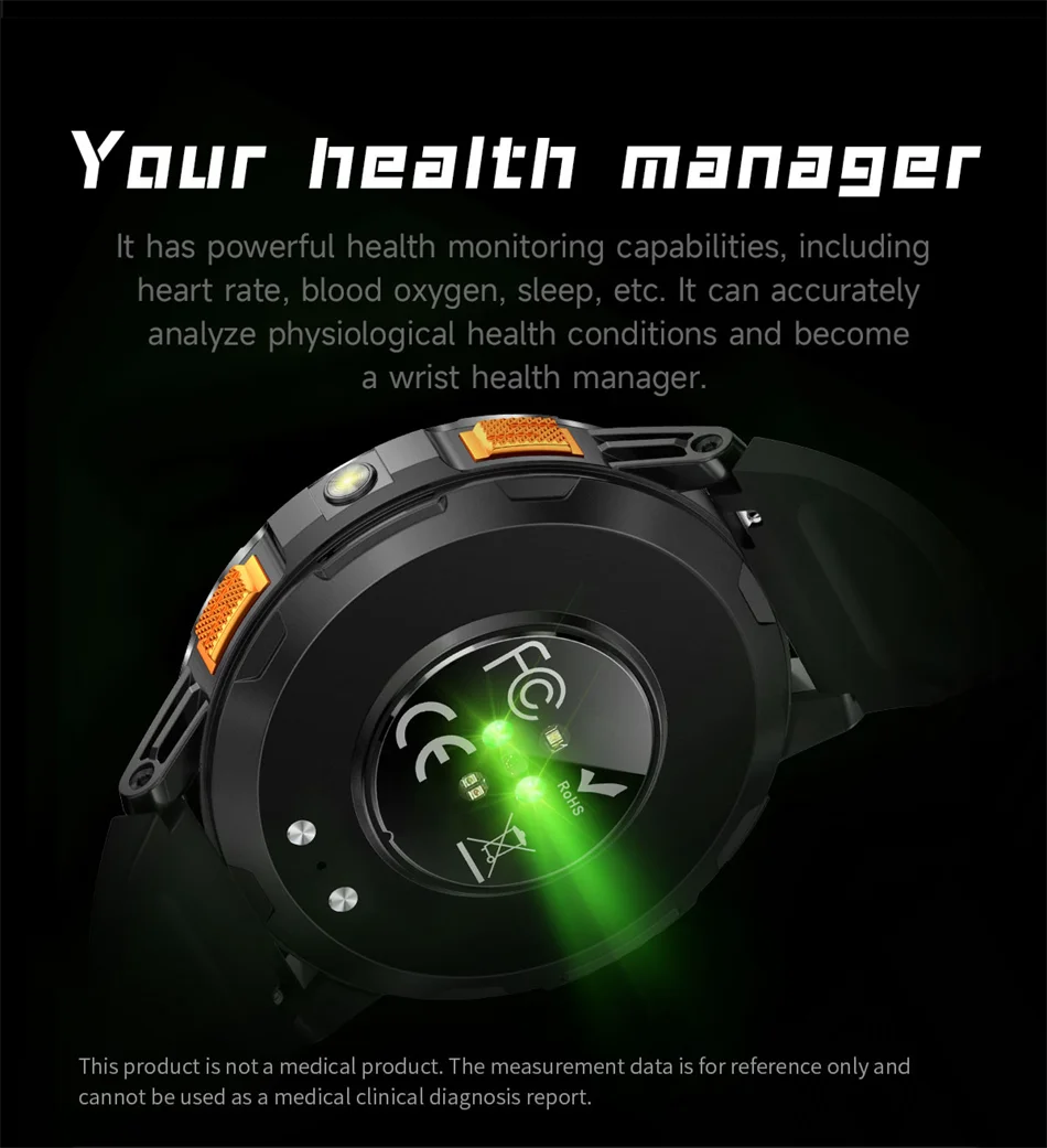 ChiBear YK10 Outdoor Smart Watch – LED Flashlight, 100+ Sports Modes, Compass & Bluetooth Calls