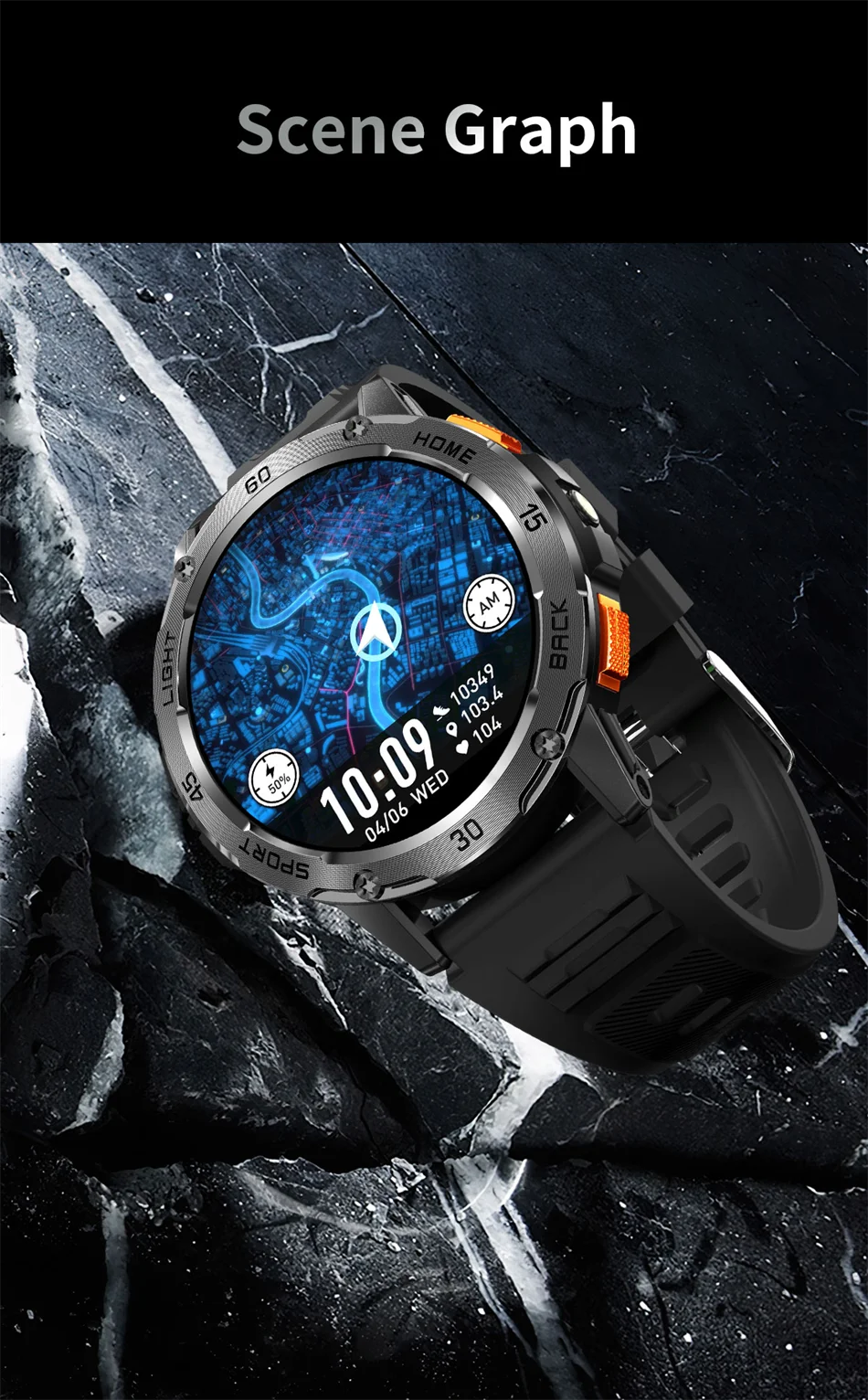 ChiBear YK10 Outdoor Smart Watch – LED Flashlight, 100+ Sports Modes, Compass & Bluetooth Calls