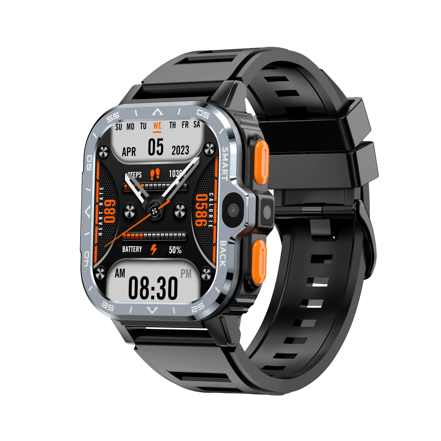 PGD Smartwatch (Black) –  Dual Camera, GPS, WiFi, NFC, 2.03" Display