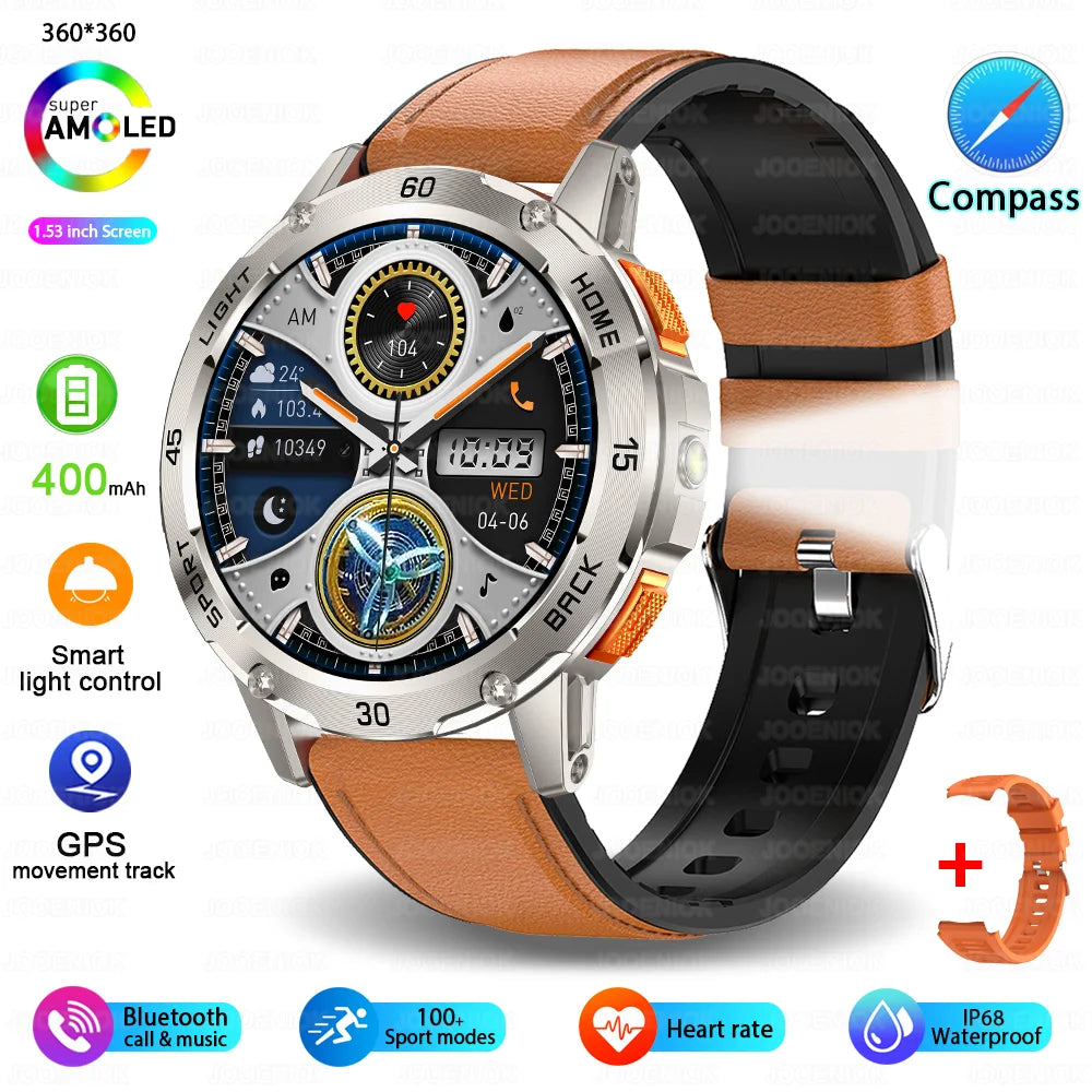 ChiBear YK10 Outdoor Smart Watch – LED Flashlight, 100+ Sports Modes, Compass & Bluetooth Calls