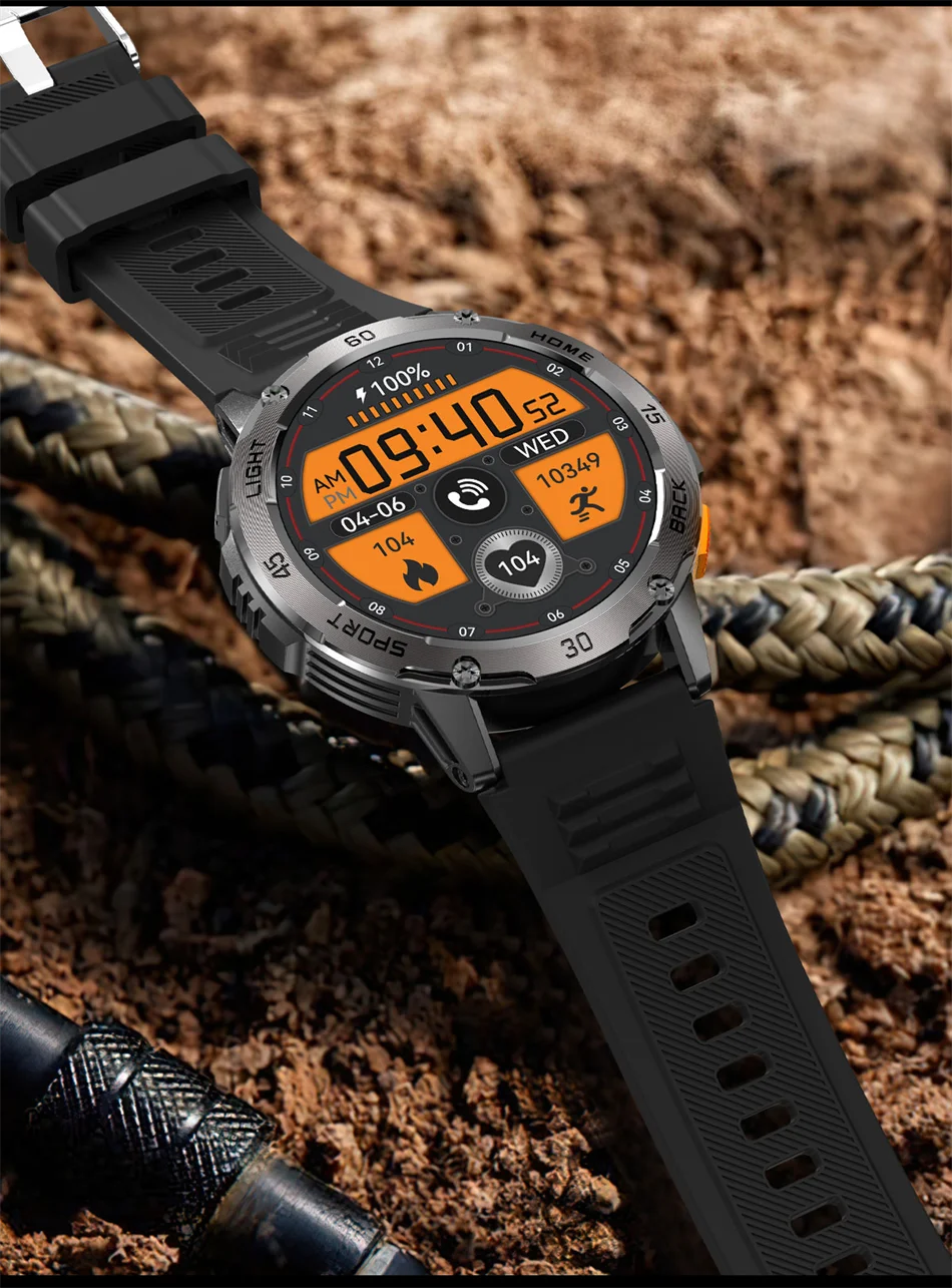 ChiBear YK10 Outdoor Smart Watch – LED Flashlight, 100+ Sports Modes, Compass & Bluetooth Calls