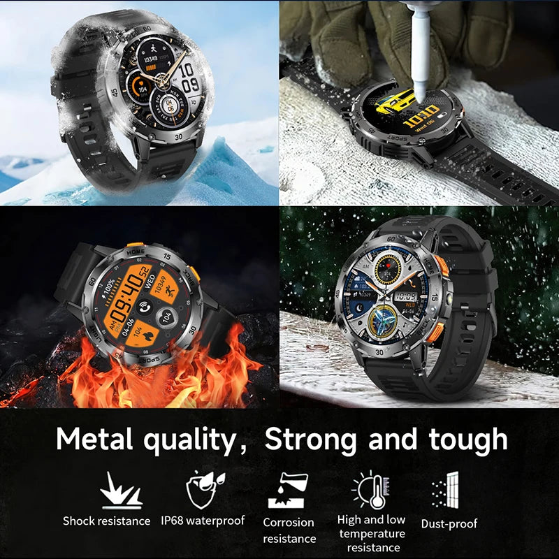 ChiBear YK10 Outdoor Smart Watch – LED Flashlight, 100+ Sports Modes, Compass & Bluetooth Calls