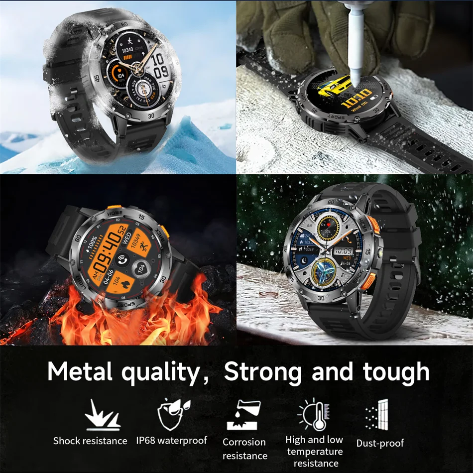 ChiBear YK10 Outdoor Smart Watch – LED Flashlight, 100+ Sports Modes, Compass & Bluetooth Calls