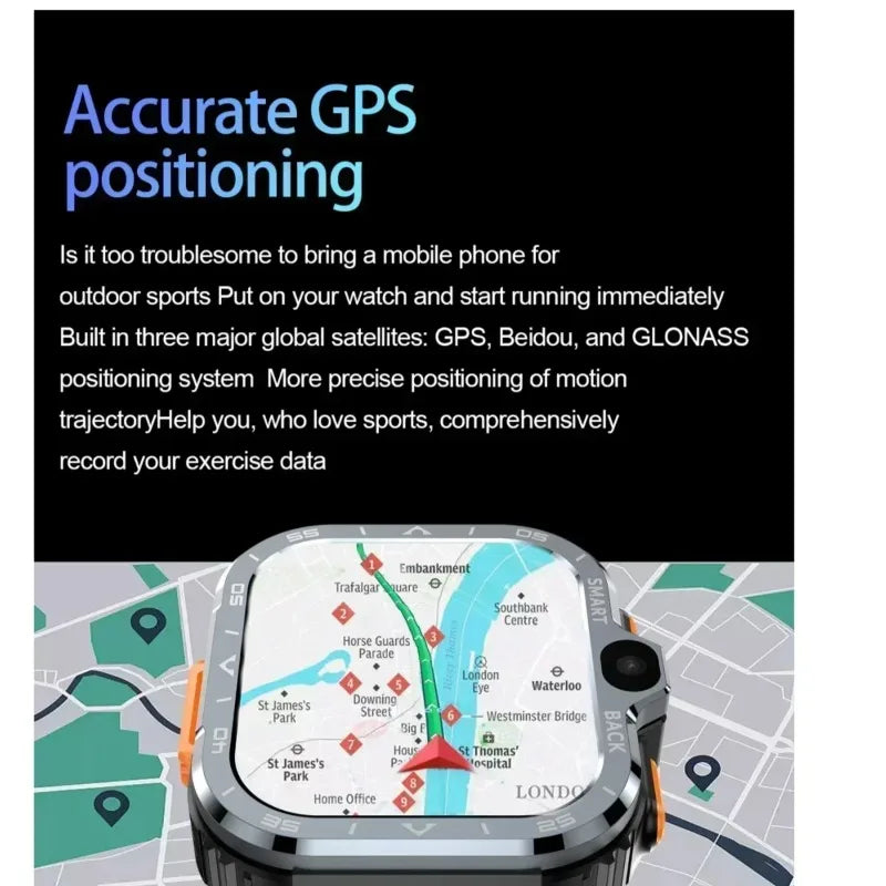 PGD Smartwatch (Silver) –  Dual Camera, GPS, WiFi, NFC, 2.03" Display