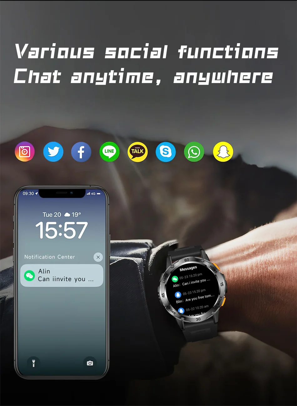 ChiBear YK10 Outdoor Smart Watch – LED Flashlight, 100+ Sports Modes, Compass & Bluetooth Calls