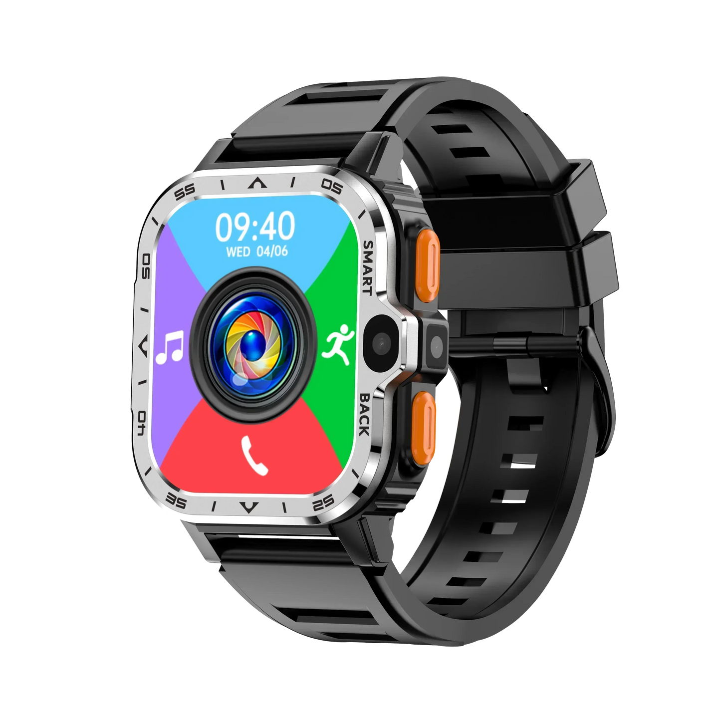 PGD Smartwatch (Silver) –  Dual Camera, GPS, WiFi, NFC, 2.03" Display