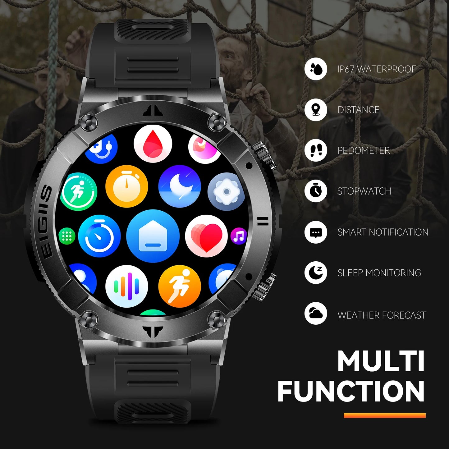 SPORT Smart Watch 2025 – Bluetooth Call, Fitness & Health Tracker with Blood Pressure Monitor, 1.32” HD Display, Custom Dials & IP67 Waterproof Design