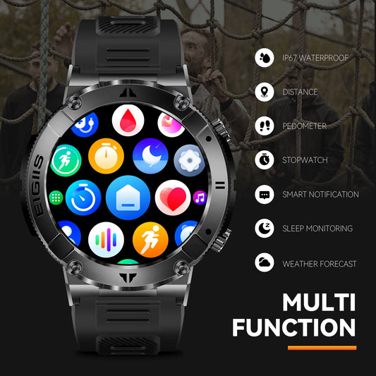 SPORT Smart Watch 2025 – Bluetooth Call, Fitness & Health Tracker with Blood Pressure Monitor, 1.32” HD Display, Custom Dials & IP67 Waterproof Design