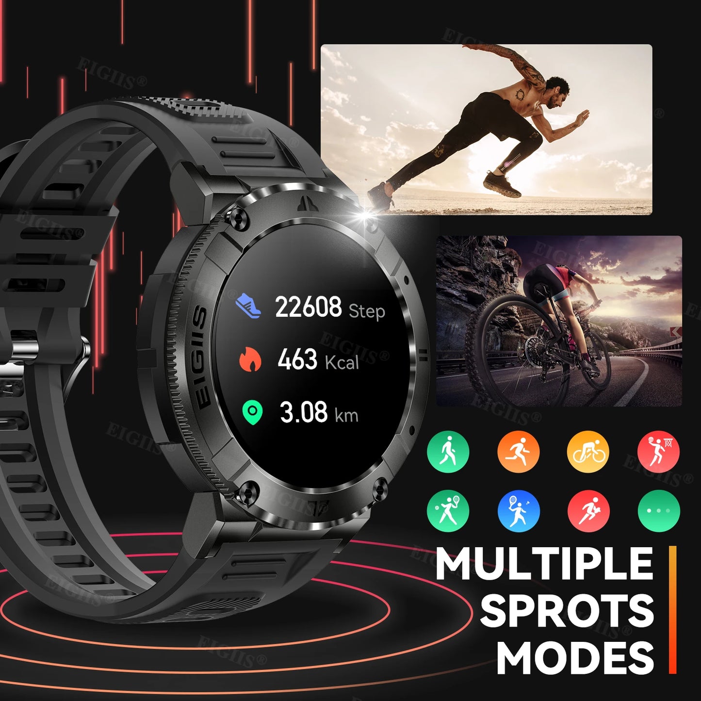 SPORT Smart Watch 2025 – Bluetooth Call, Fitness & Health Tracker with Blood Pressure Monitor, 1.32” HD Display, Custom Dials & IP67 Waterproof Design
