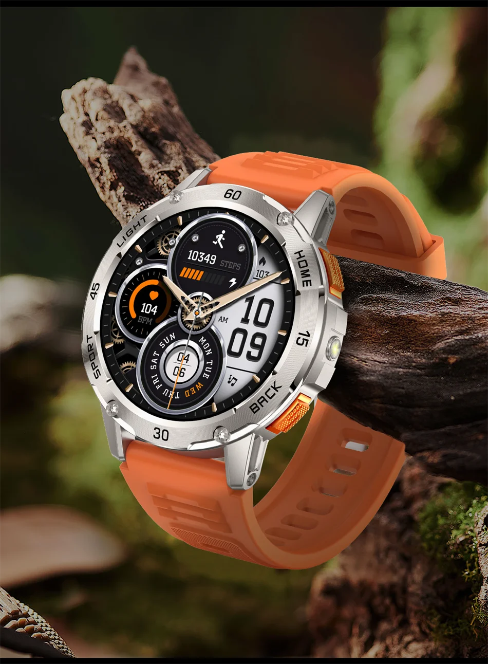 ChiBear YK10 Outdoor Smart Watch – LED Flashlight, 100+ Sports Modes, Compass & Bluetooth Calls
